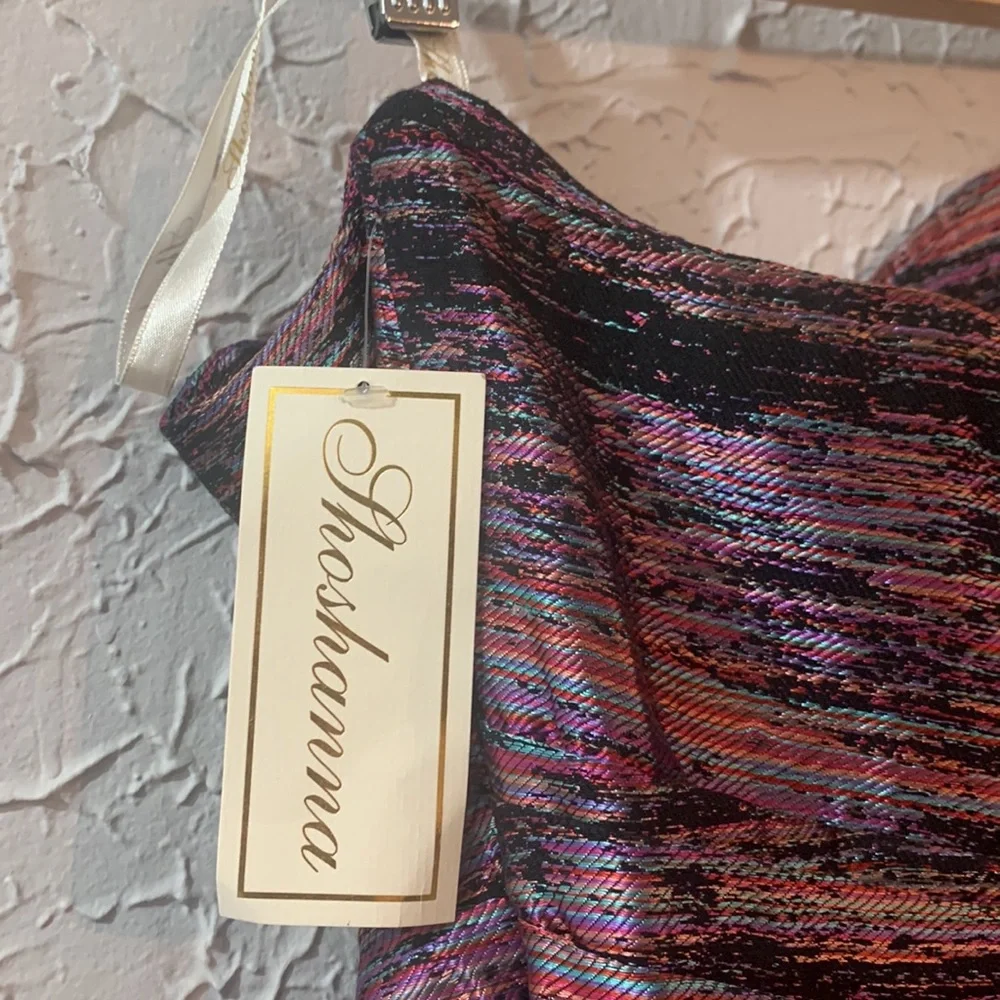 Shoshanna NEW Strapless Dress 10 Black Purple Multi Wedding Guest Cocktail
